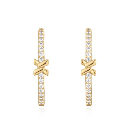 Gold Cross Hoops